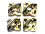 10305814 - Four Green w/Ivory Japanese Kimono Pillow Beads