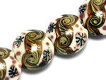 10305912 - Four Ivory w/Purple Japanese Kimono Lentil Beads