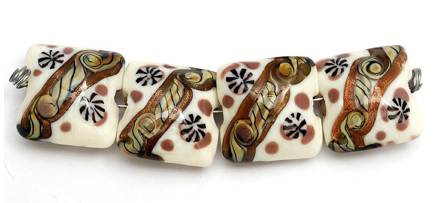 10305914 - Four Ivory w/Purple Japanese Kimono Pillow Beads
