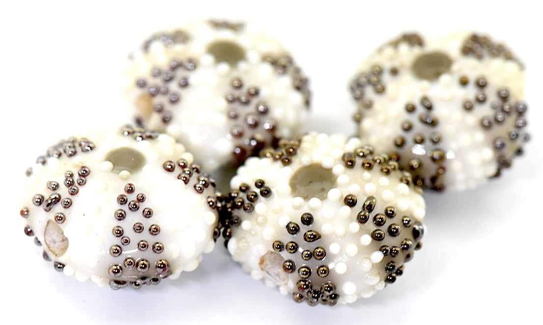 Ivory sea urchin glass beads