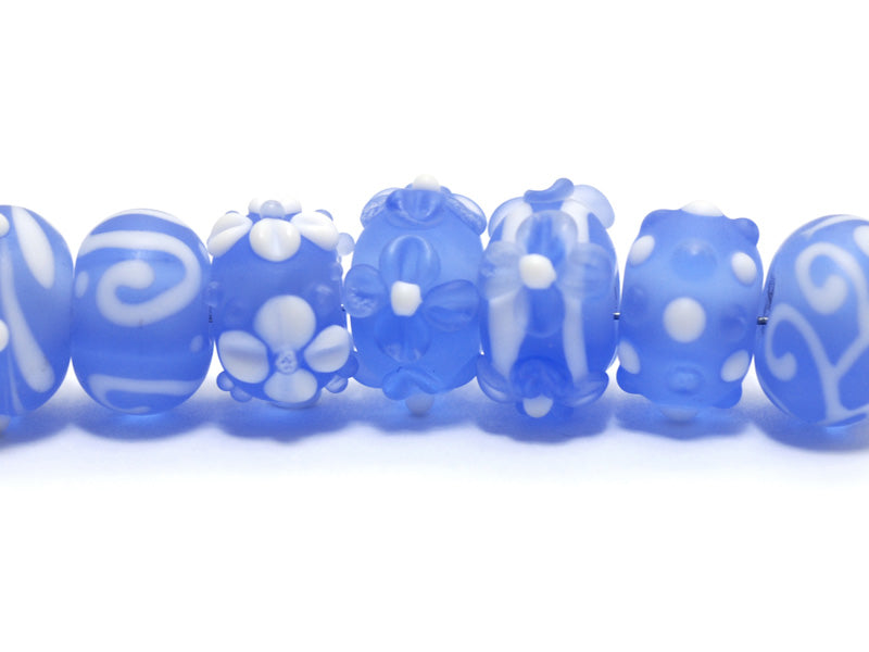 10402001 - Seven Lght Blue w/White Matte-Finished Rondelle Bead