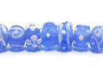10402001 - Seven Lght Blue w/White Matte-Finished Rondelle Bead