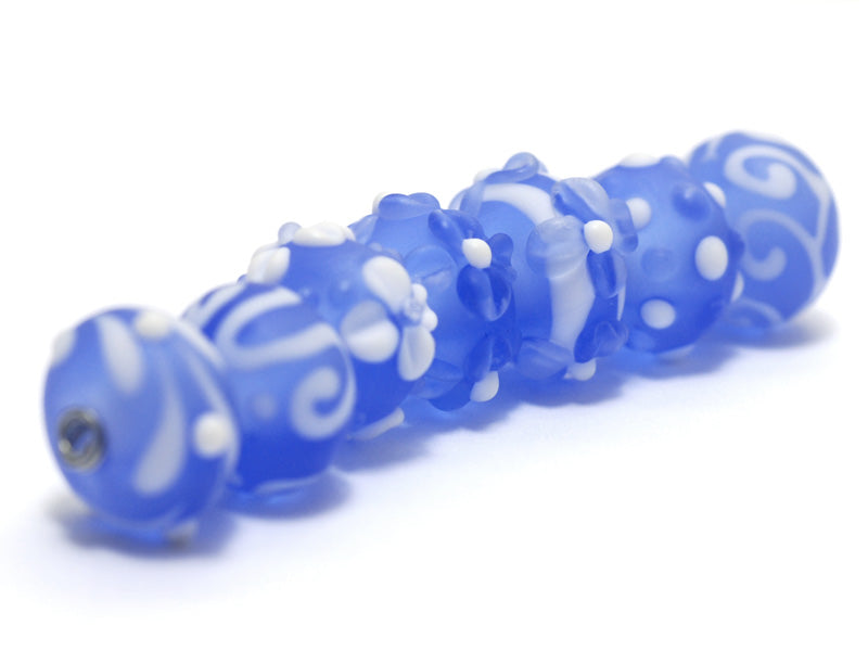 10402001 - Seven Lght Blue w/White Matte-Finished Rondelle Bead