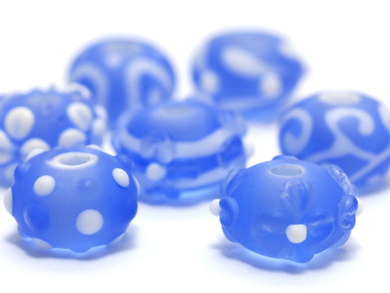 10402001 - Seven Lght Blue w/White Matte-Finished Rondelle Bead