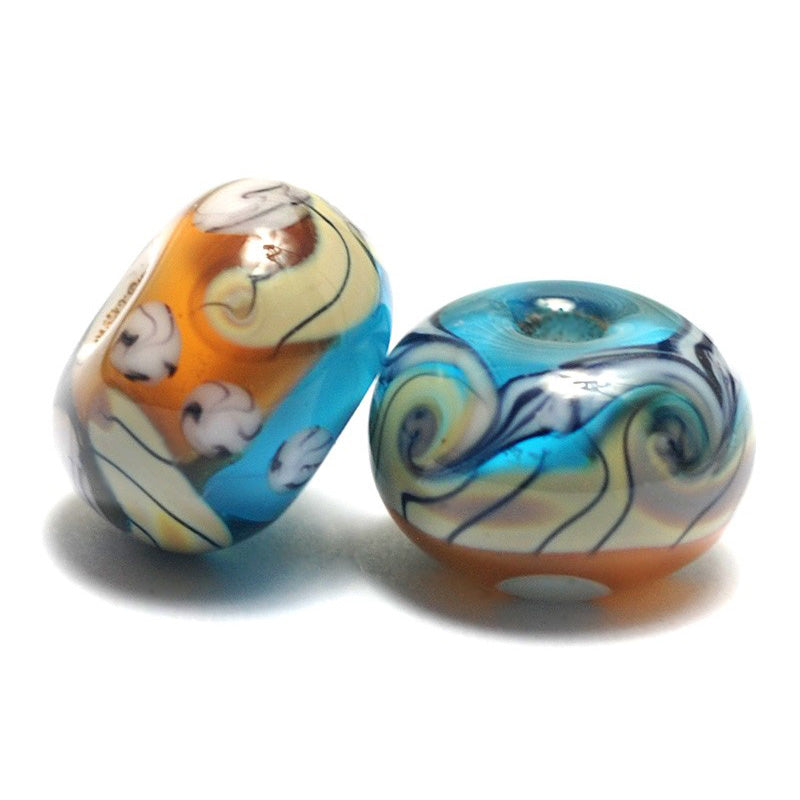 10405501 - Seven Amber Ocean Rondelle Beads