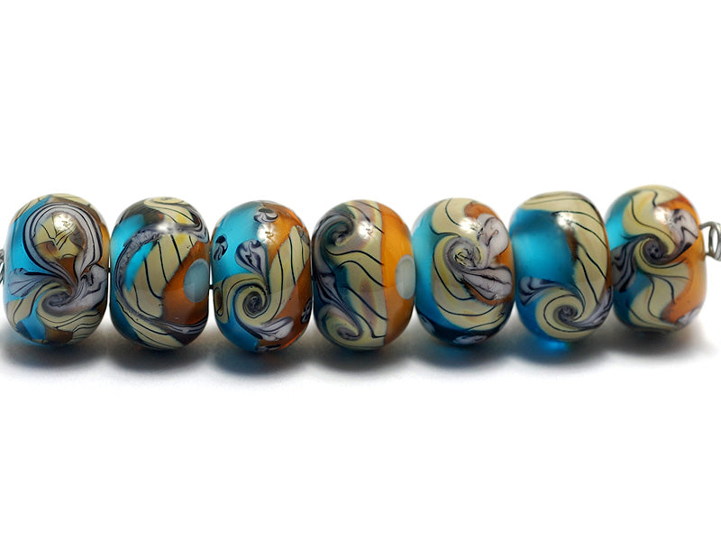 10405501 - Seven Amber Ocean Rondelle Beads