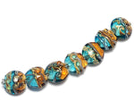 10405502 - Seven  Aqua w/Light Brown Lentil Beads