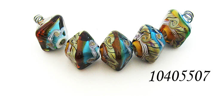 10405507 - Five Aqua w/Light Brown Crystal Beads
