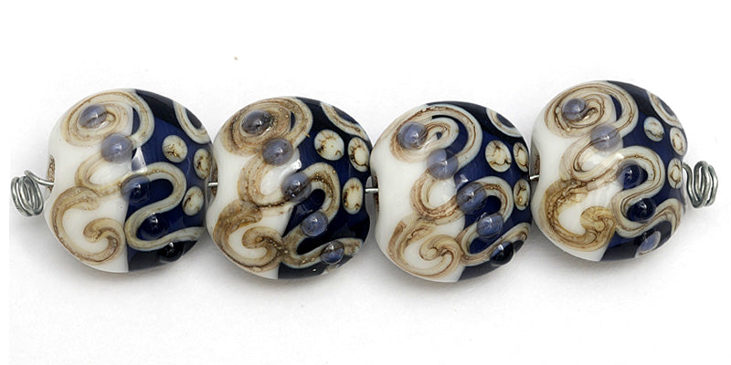 10405712 - Four Ink Blue w/White Lentil Beads