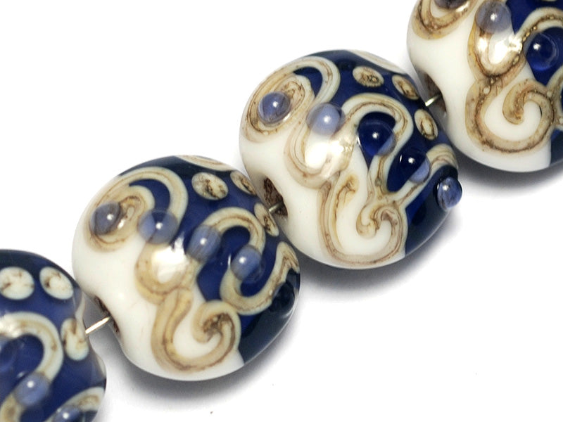 10405712 - Four Ink Blue w/White Lentil Beads
