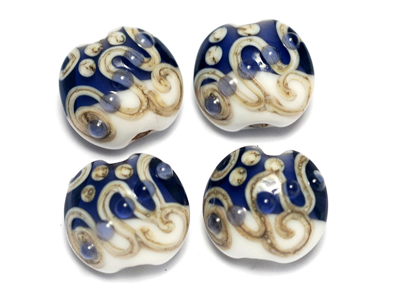 10405712 - Four Ink Blue w/White Lentil Beads
