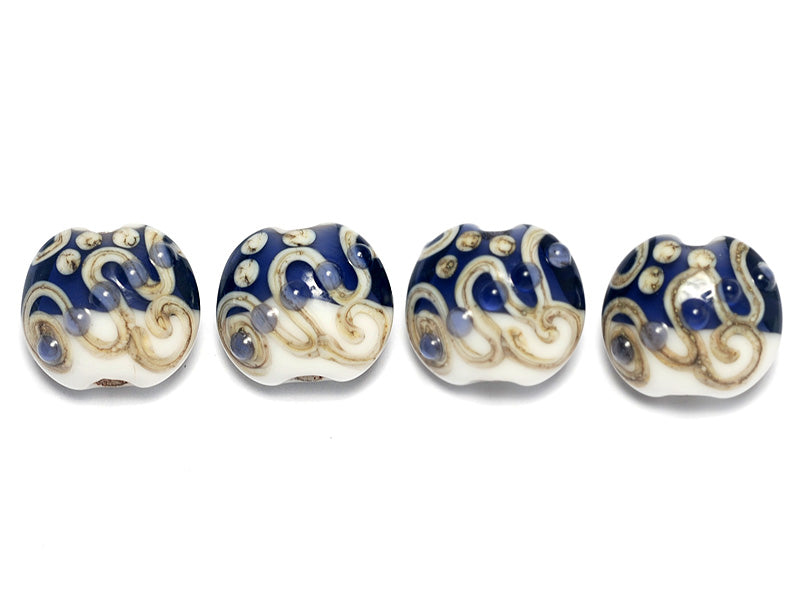 10405712 - Four Ink Blue w/White Lentil Beads