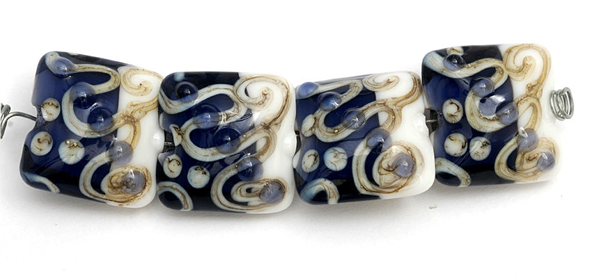 10405714 - Four Ink Blue w/White Pillow Beads