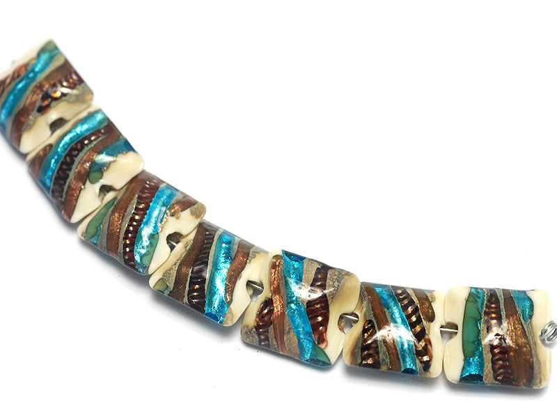 10405904 - Seven Beige Base w/Silver/Brown/Blue Pillow Beads