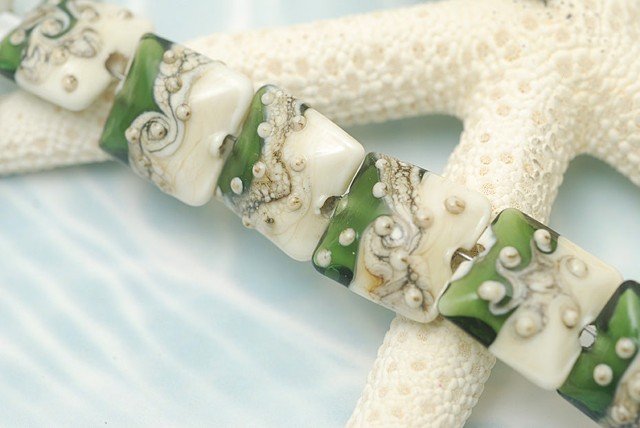 10406204 - Seven Green w/Dark Ivory Pillow Beads