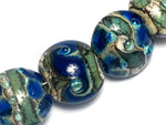 10406502 - Seven Deep Ocean Blue w/Silver Foil Lentil Beads