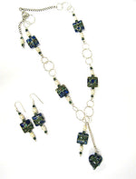 10406504 Deep Ocean Blue w/Silver Necklace & Earring Set