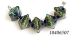 10406507 - Five Deep Ocean Blue w/Silver Foil Crystal Beads