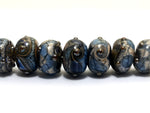 10406601 - Seven Gray Blue w/Silver Foil Rondelle Beads