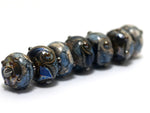 10406601 - Seven Gray Blue w/Silver Foil Rondelle Beads