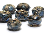 10406601 - Seven Gray Blue w/Silver Foil Rondelle Beads