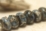 10406601 - Seven Gray Blue w/Silver Foil Rondelle Beads
