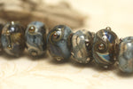10406601 - Seven Gray Blue w/Silver Foil Rondelle Beads