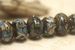 10406601 - Seven Gray Blue w/Silver Foil Rondelle Beads
