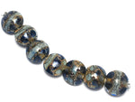 10406602 - Seven Gray Blue w/Silver Foil Lentil Beads