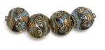 10406612 - Four Gray Blue w/Silver Foil Lentil Beads
