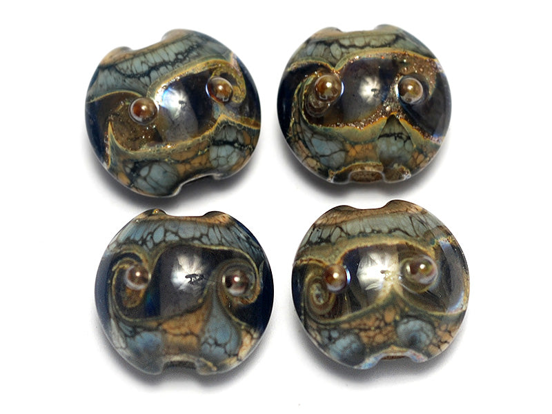 10406612 - Four Gray Blue w/Silver Foil Lentil Beads