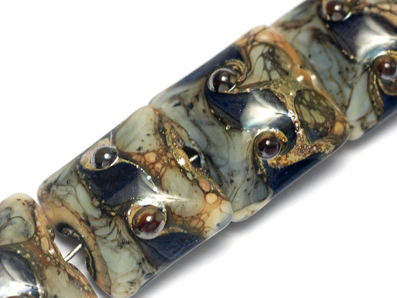 10406614 - Four Gray Blue w/Silver Foil Pillow Beads
