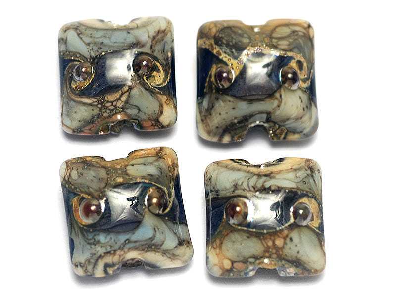 10406614 - Four Gray Blue w/Silver Foil Pillow Beads
