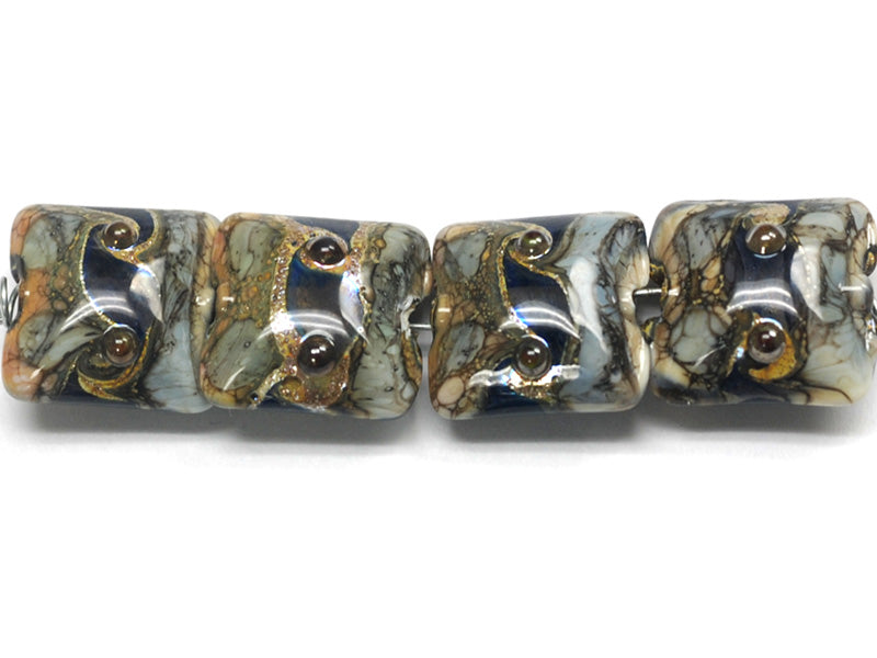 10406614 - Four Gray Blue w/Silver Foil Pillow Beads