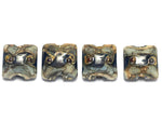 10406614 - Four Gray Blue w/Silver Foil Pillow Beads