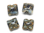 10406614 - Four Gray Blue w/Silver Foil Pillow Beads