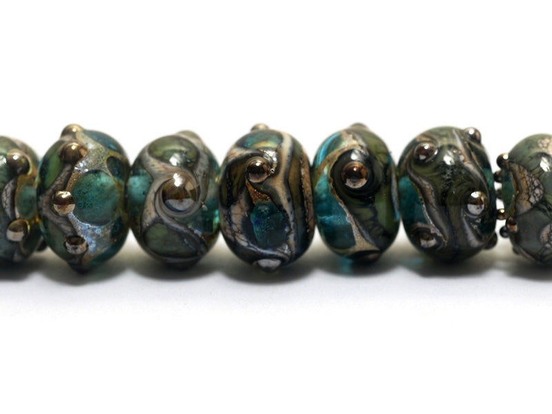10406701 - Seven Ocean Blue w/Silver Foil Rondelle Beads