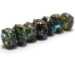 10406701 - Seven Ocean Blue w/Silver Foil Rondelle Beads