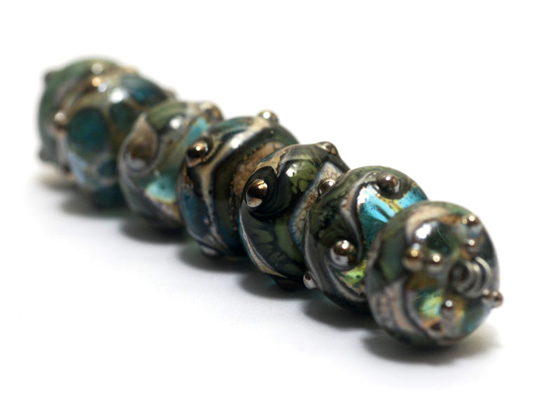 10406701 - Seven Ocean Blue w/Silver Foil Rondelle Beads