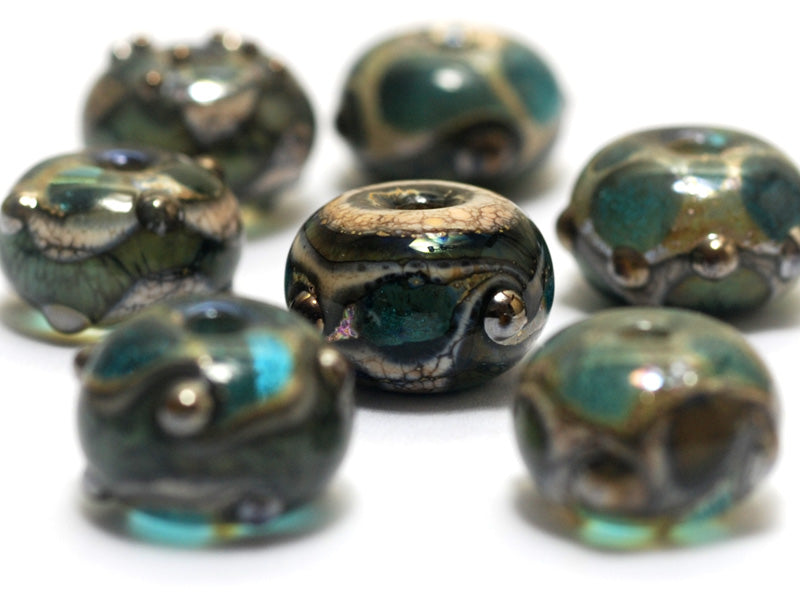 10406701 - Seven Ocean Blue w/Silver Foil Rondelle Beads