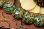 10406702 - Seven Ocean Blue w/Silver Foil Lentil Beads