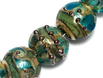 10406702 - Seven Ocean Blue w/Silver Foil Lentil Beads