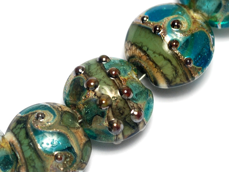 10406702 - Seven Ocean Blue w/Silver Foil Lentil Beads