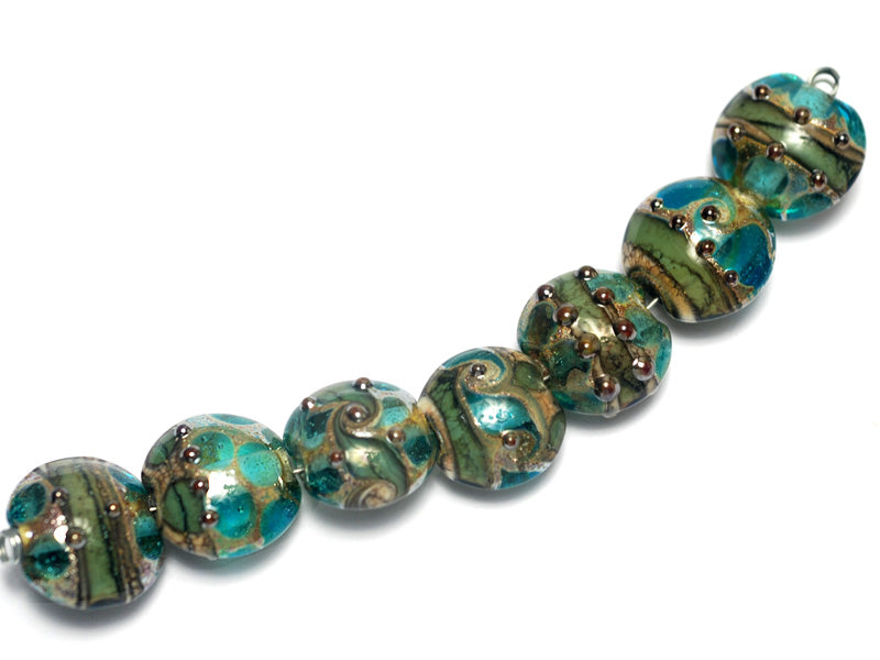 10406702 - Seven Ocean Blue w/Silver Foil Lentil Beads