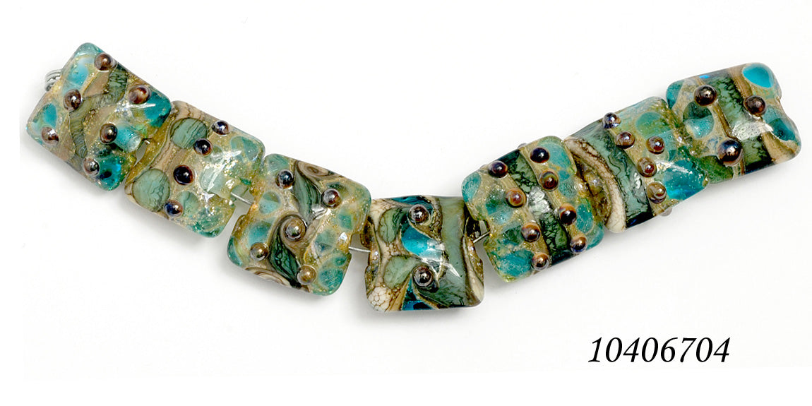 10406704 - Seven Ocean Blue w/Silver Foil Pillow Beads