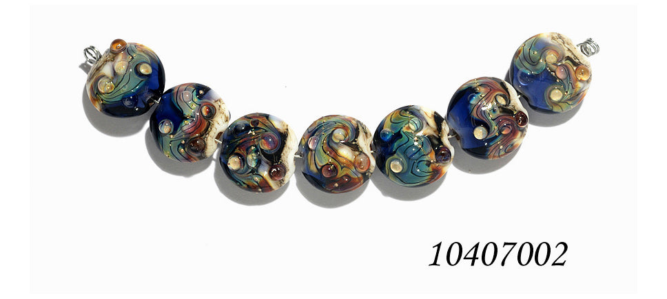 10407002 - Seven Transparent Ink Blue w/Free Style Lentil Beads