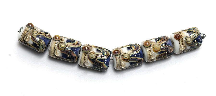 10407003 - Six Transparent Blue Free Style Mini Kalera Beads
