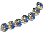 10407102 - Seven Transparent Blue Seashell Lentil Beads