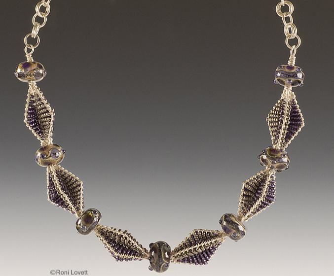 10407301 - Necklace using Black w/Ink Blue Silver Foil Beads