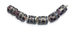 10407303 - Six Black w/Ink Blue Silver Foil Mini Kalera Beads